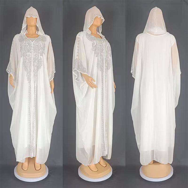 Abaya élégante brodée avec capuche – Style luxe oriental – mbn gongoma