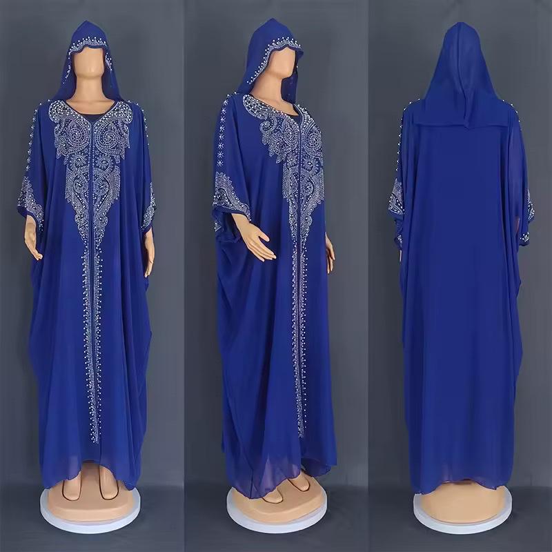 Abaya élégante brodée avec capuche – Style luxe oriental – mbn gongoma