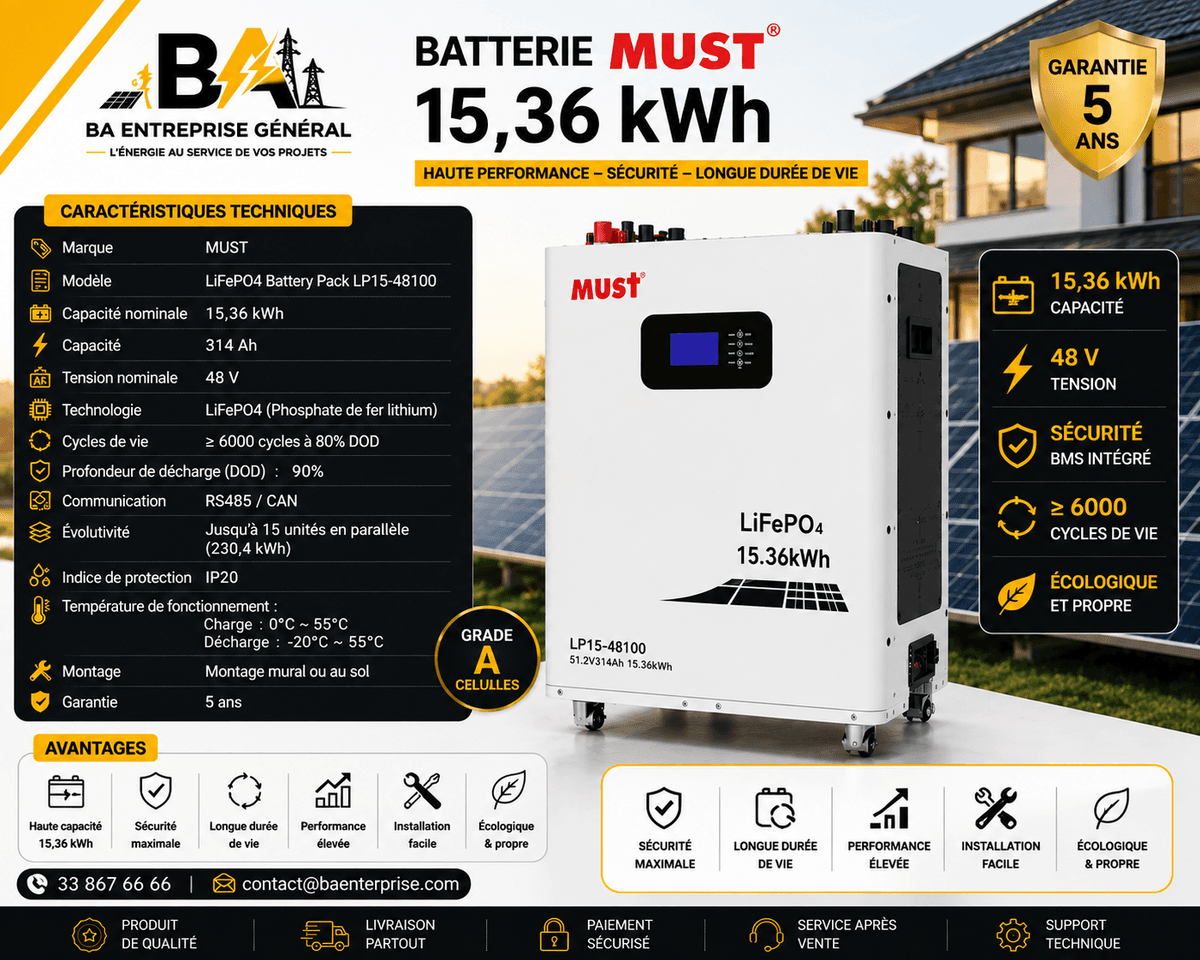 Batterie lithium 15,36kw – ba entreprise general