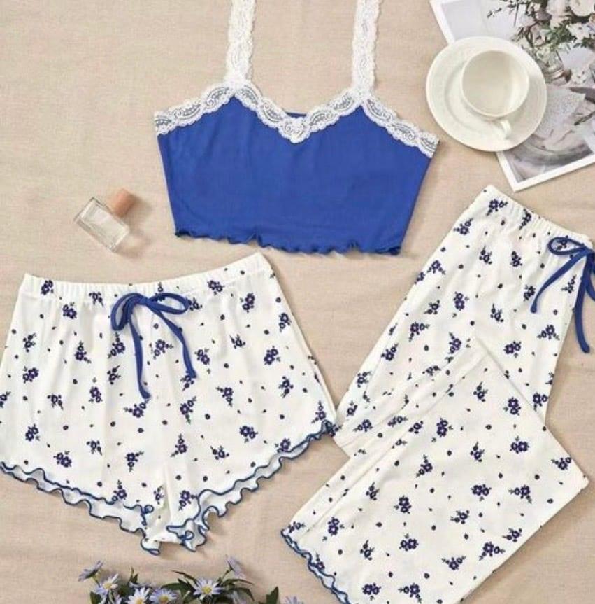 Ensemble pyjama femme 4 pièces coton: bleu, jaune, rouge,rose – Fabi Shop
