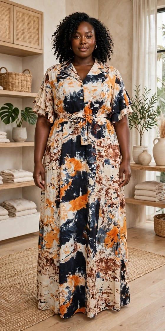 Robe longue à imprimé tie-dye – Bella Shop