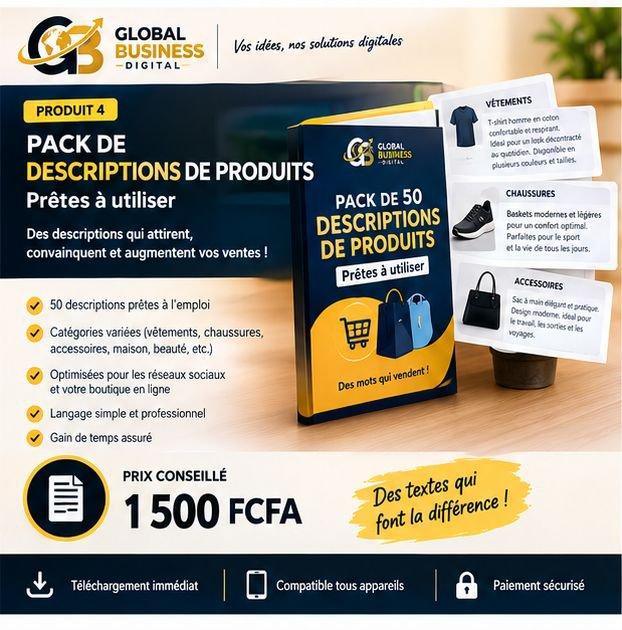 🛍️ Pack de 50 descriptions – GLOBAL BUSINESS DIGITAL
