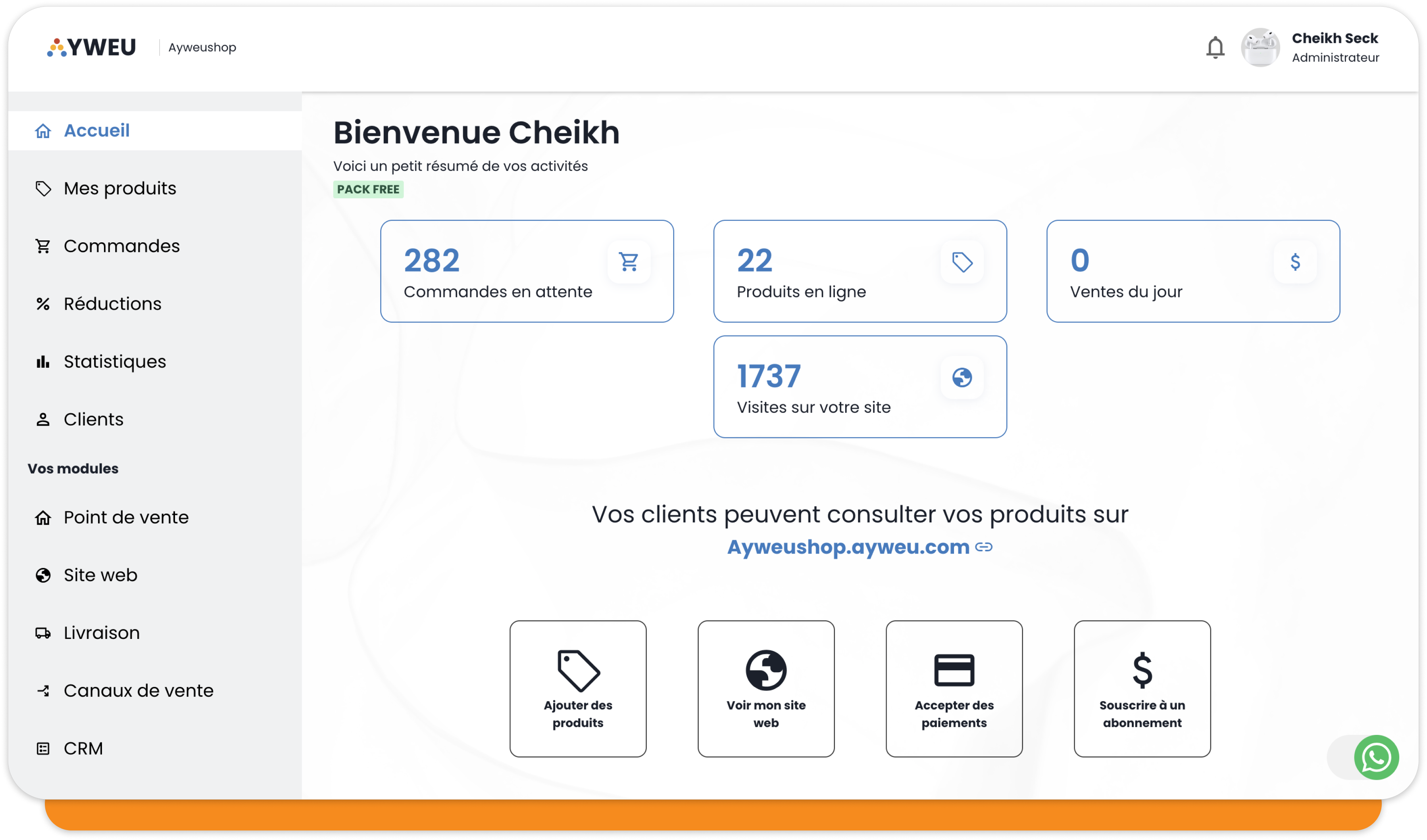 Plateforme ayweu pour la gestion des ventes