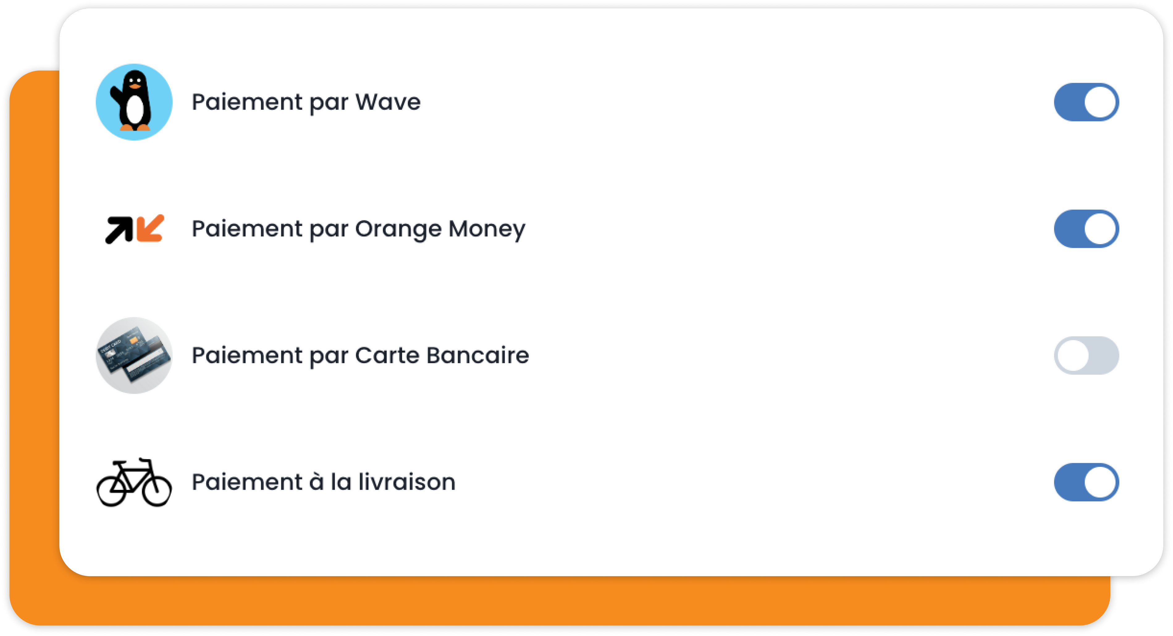 Choisissez les modes de paiement qui vous conviennent